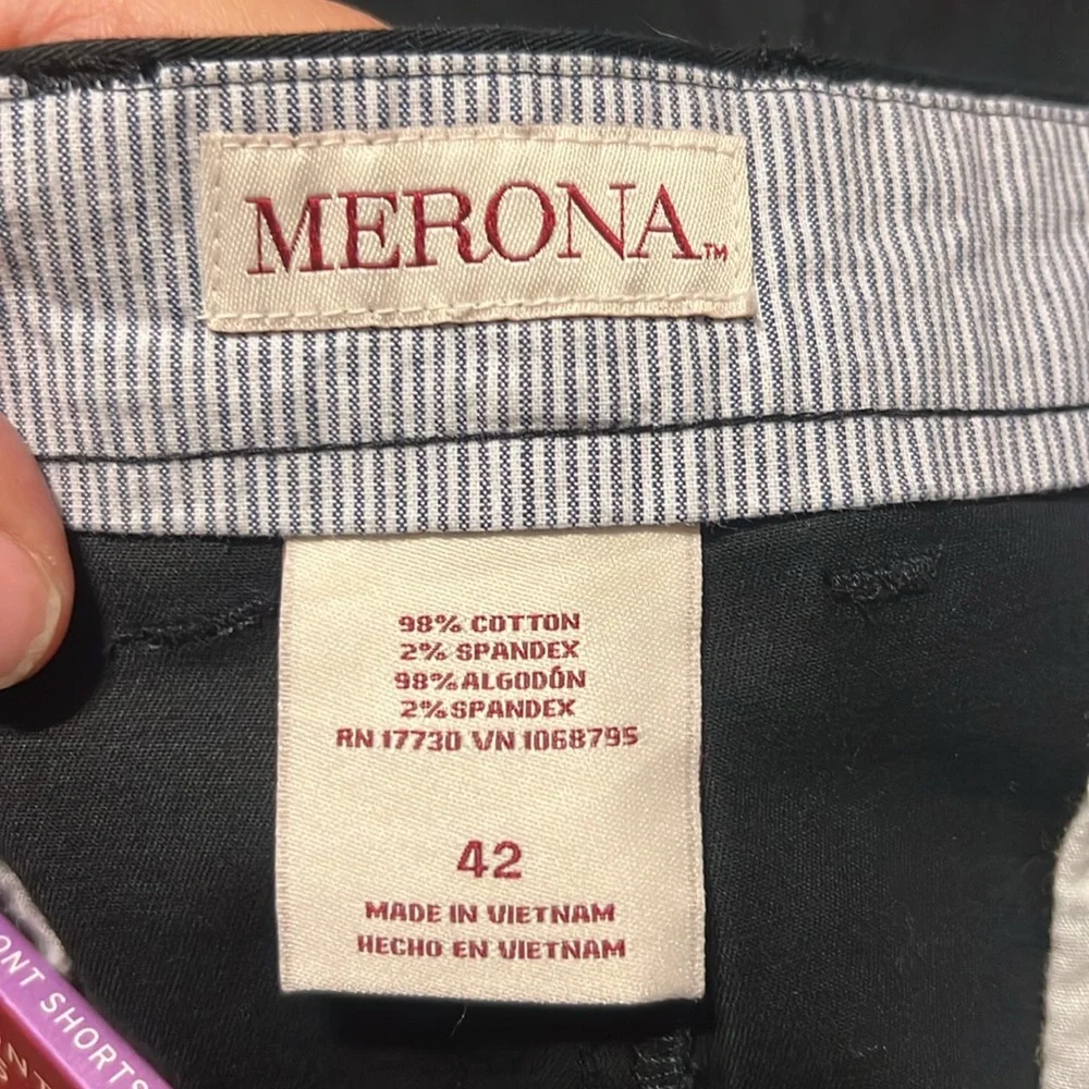 Merona mens flat front stretch black shorts NWT